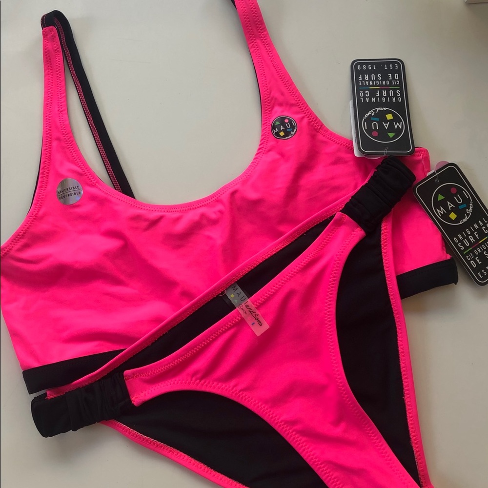 Maui and Sons Reversible Pink/Black Bikini